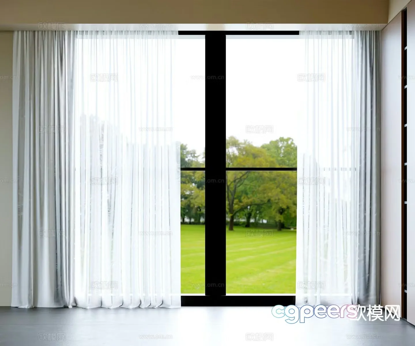 Modern gauze curtain translucent gauze curtain curtain 3D model
