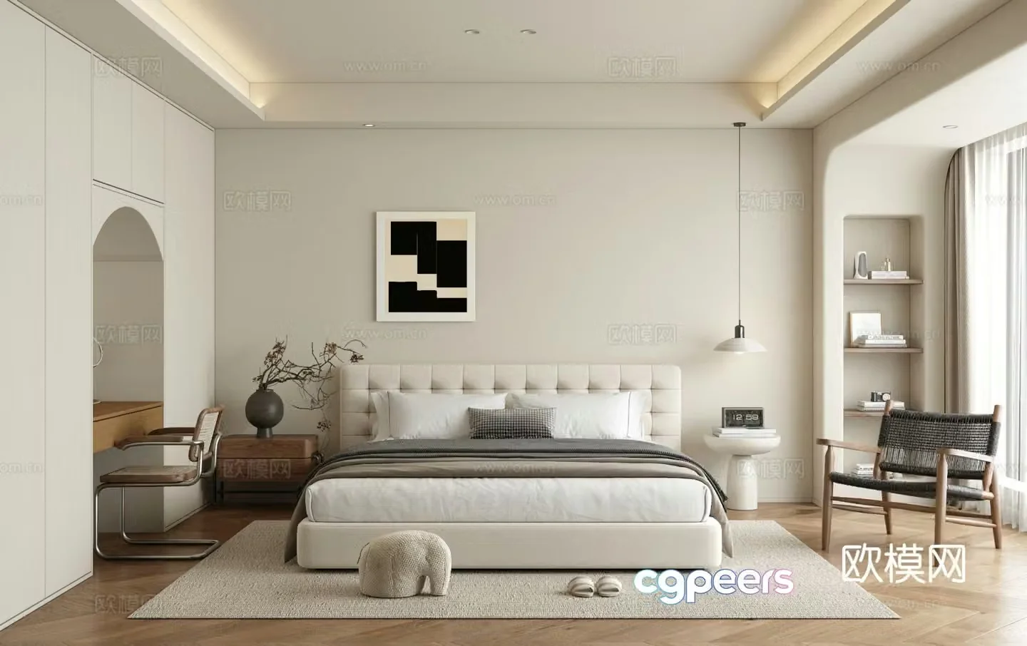 Cream style bedroom master bedroom 3d model