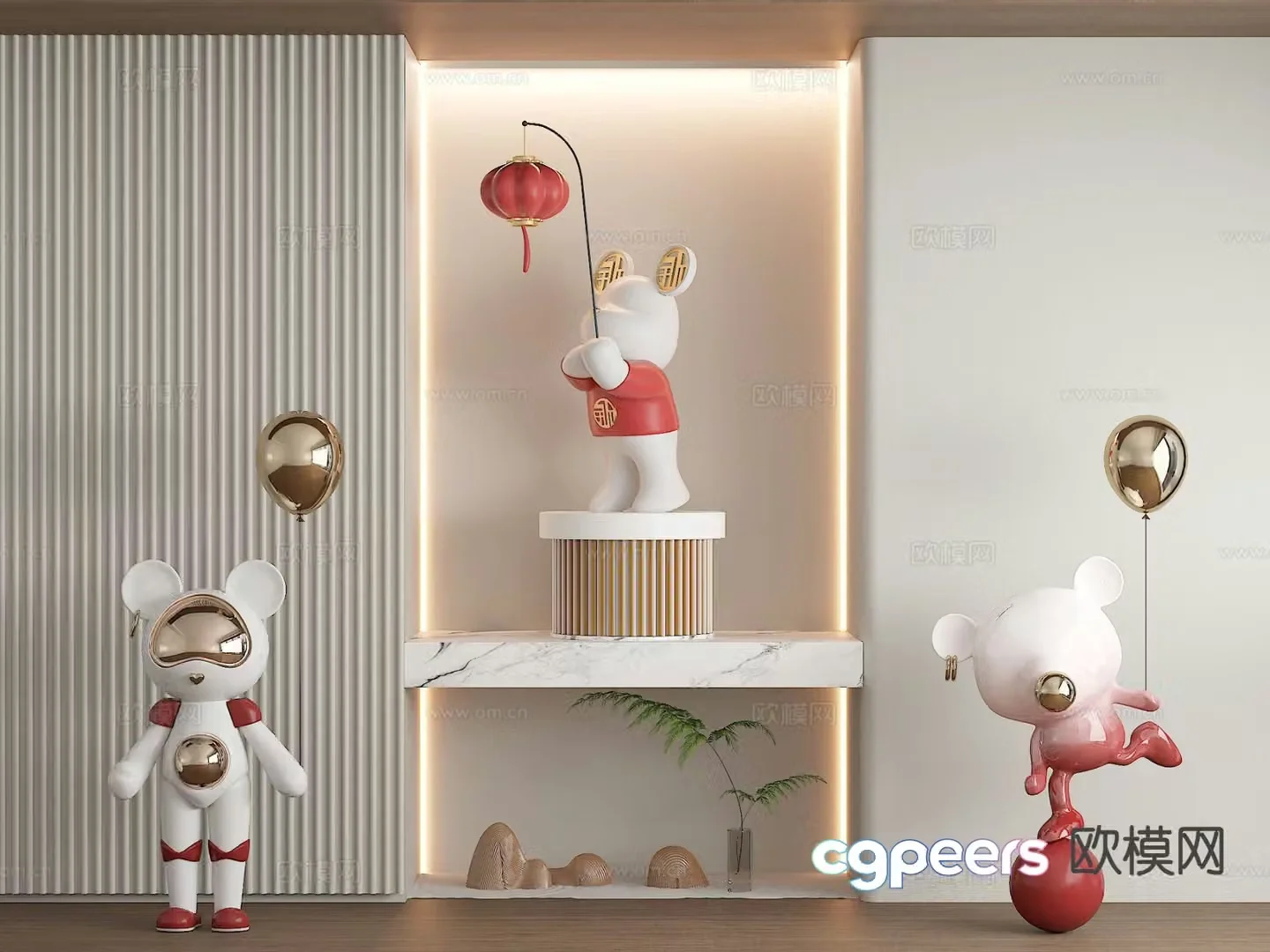Cartoon doll trendy toy national trendy doll 3d model