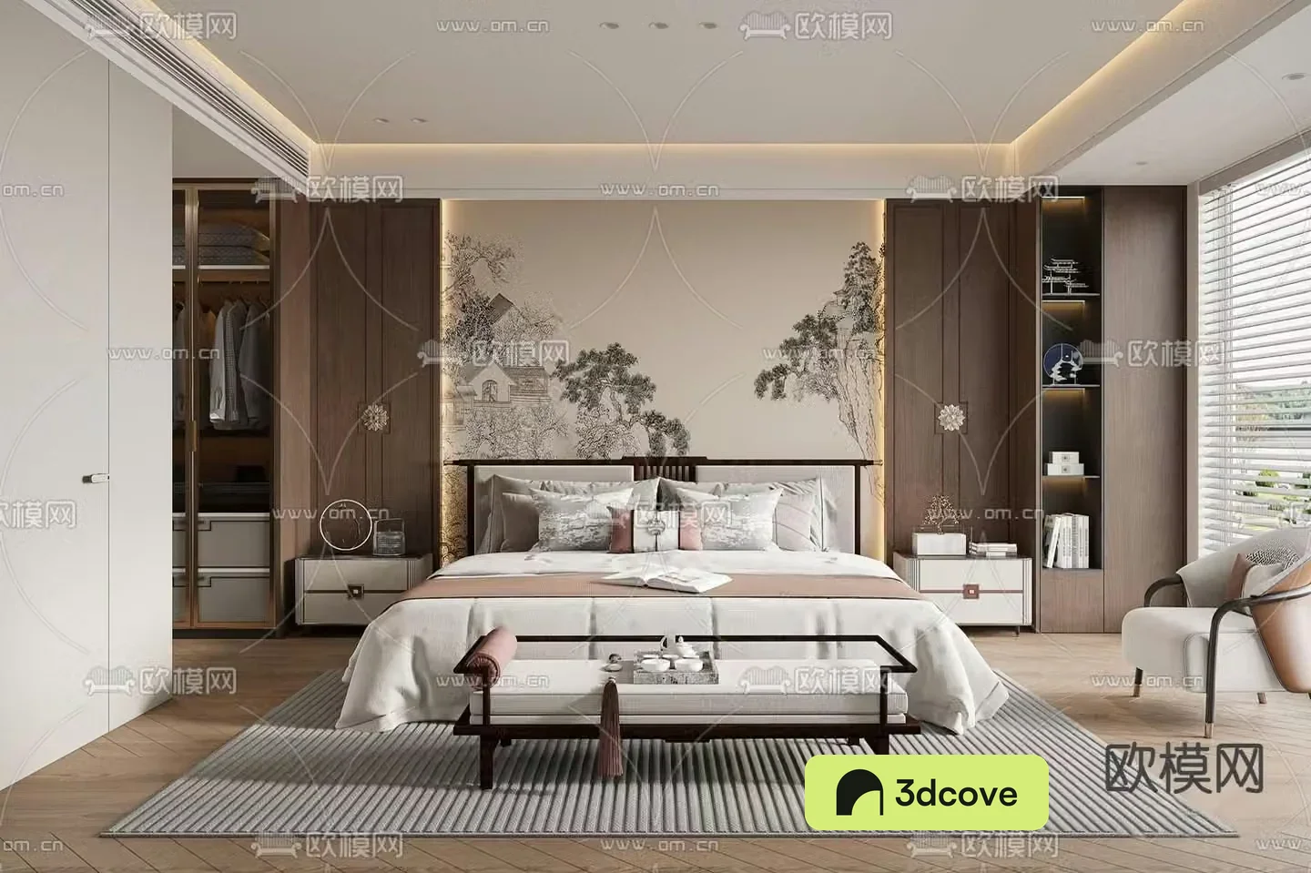 New Chinese style bedroom master bedroom Song style bedroom