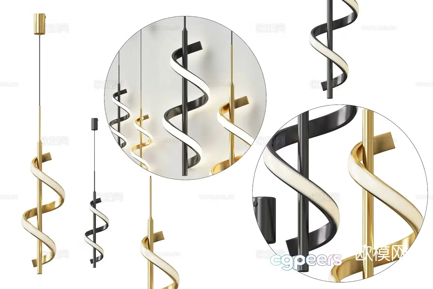 Modern simple and light luxury chandeliers chandeliers simple chandeliers living room chandeliers curved chandeliers 3D model