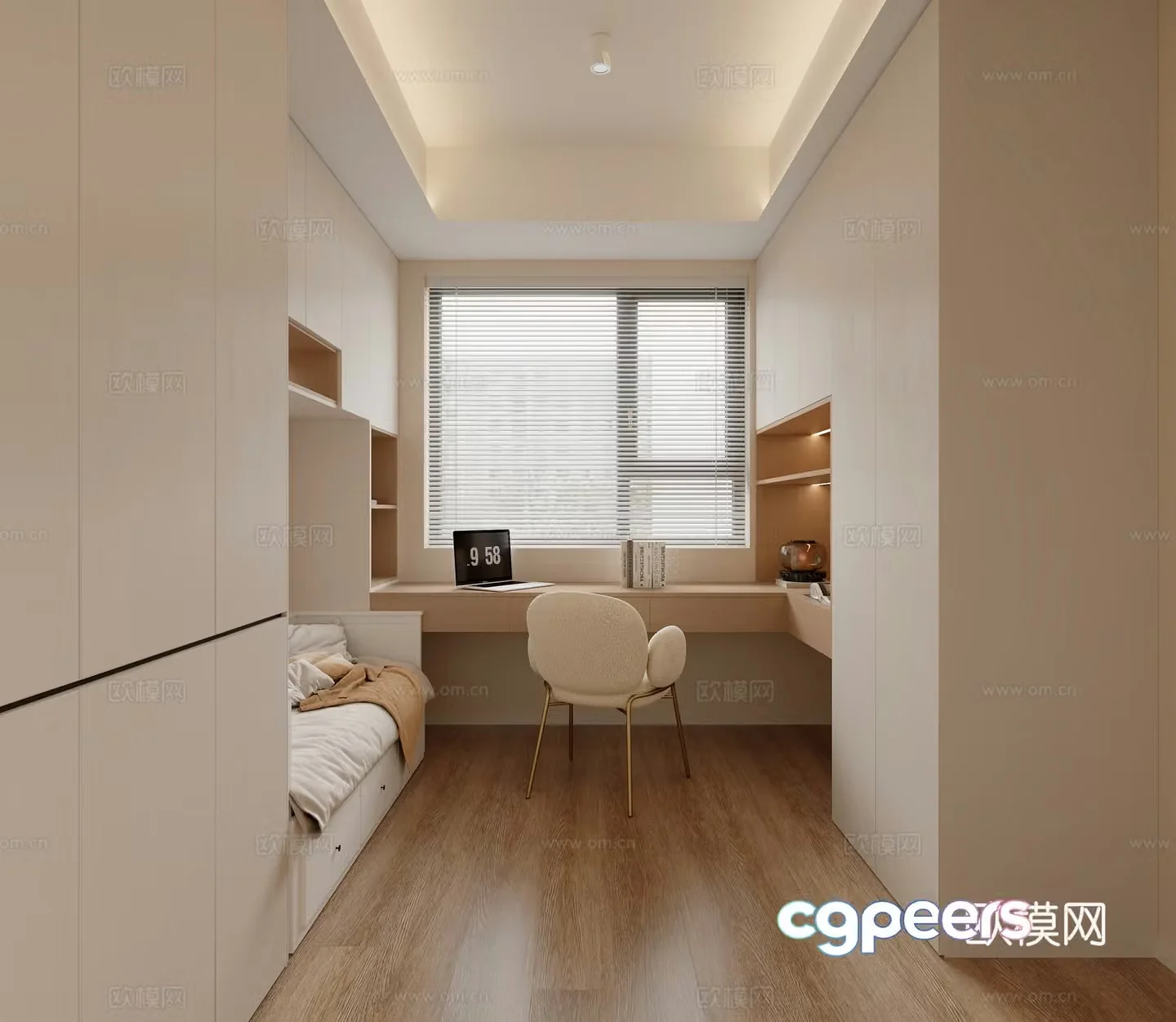 Modern tatami bedroom Children’s room Study Corner Study Modern bedroom Wardrobe Bookcase 3D model