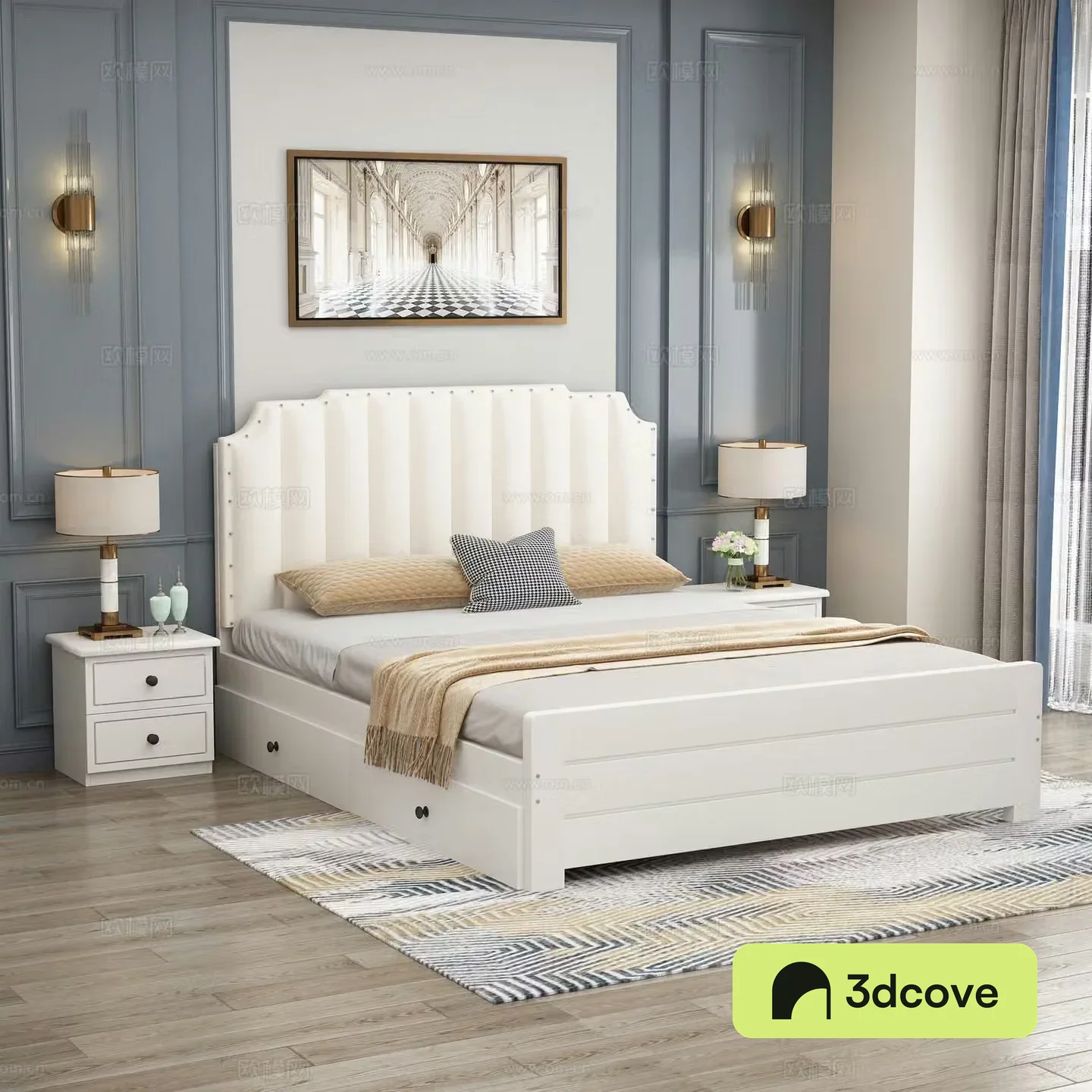 Simple European double bed