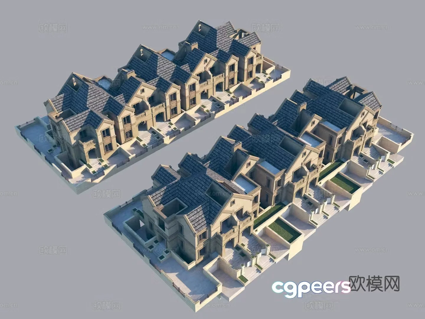 Simple European townhouse single villa resettlement room 3D model