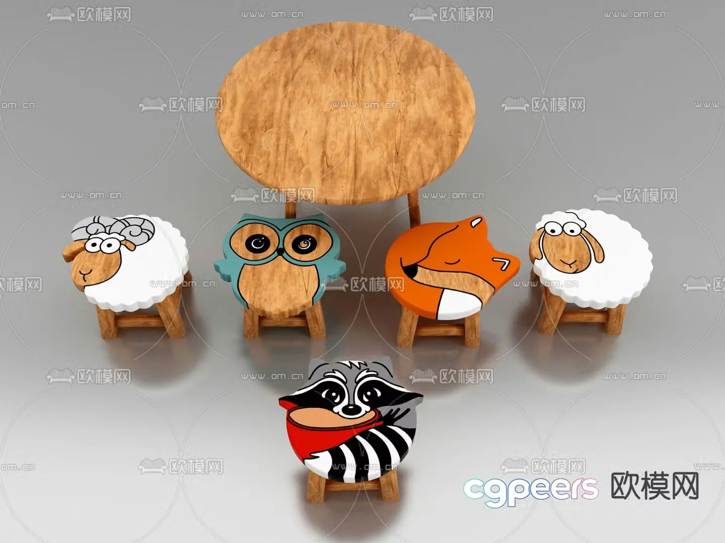 Children’s tables and chairs cartoon tables and chairs 3d model