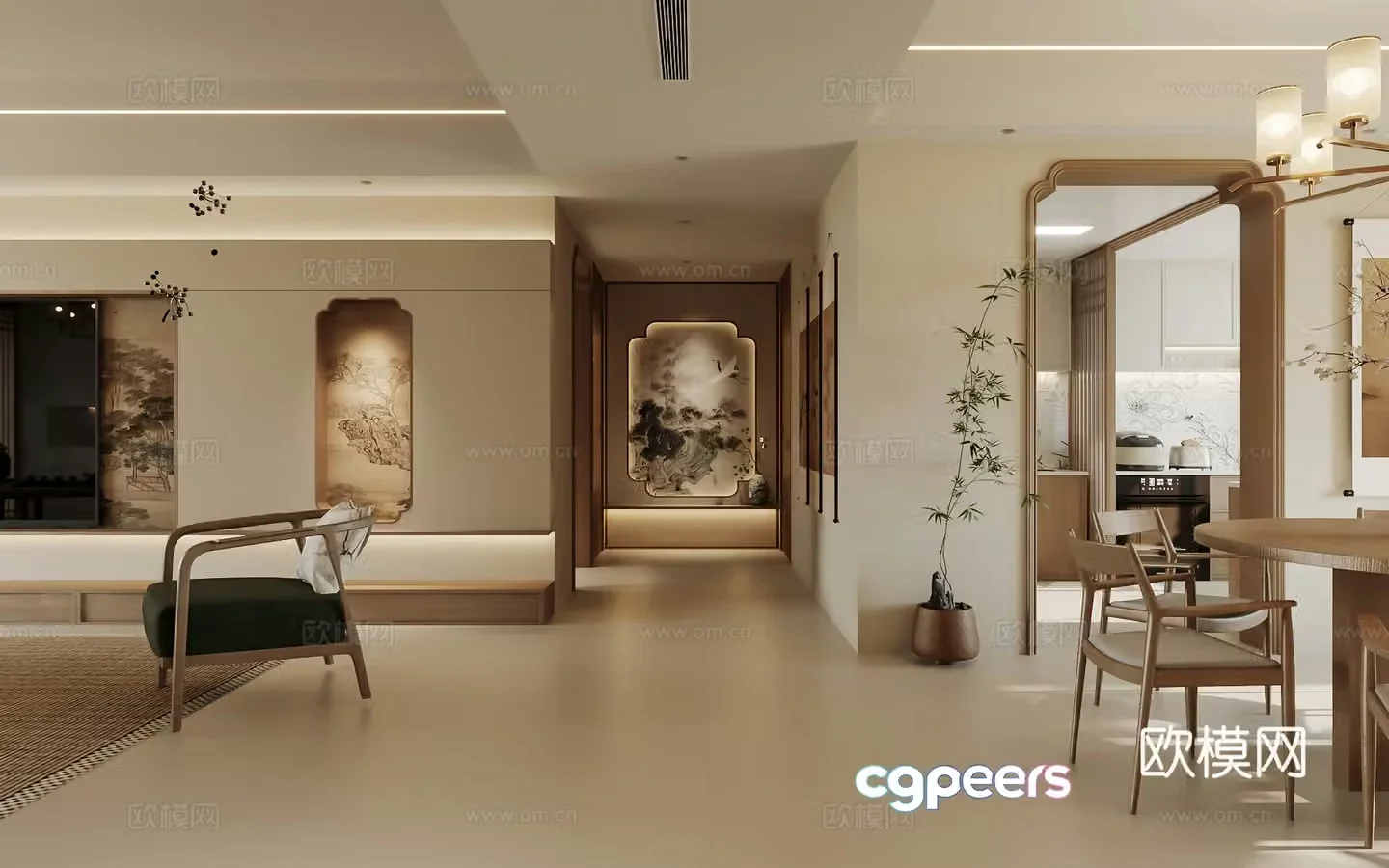 Song style Zen landscape creation end scenery Chinese style painting 3D model