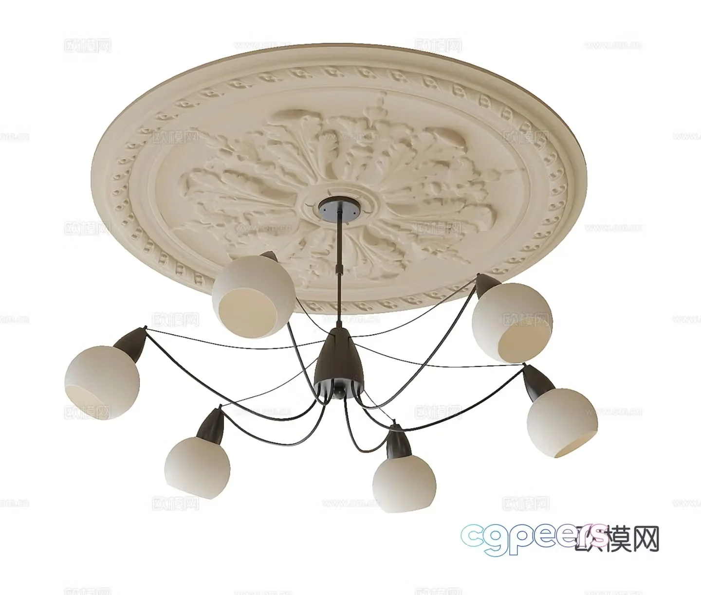 French multi-head chandelier 3d model