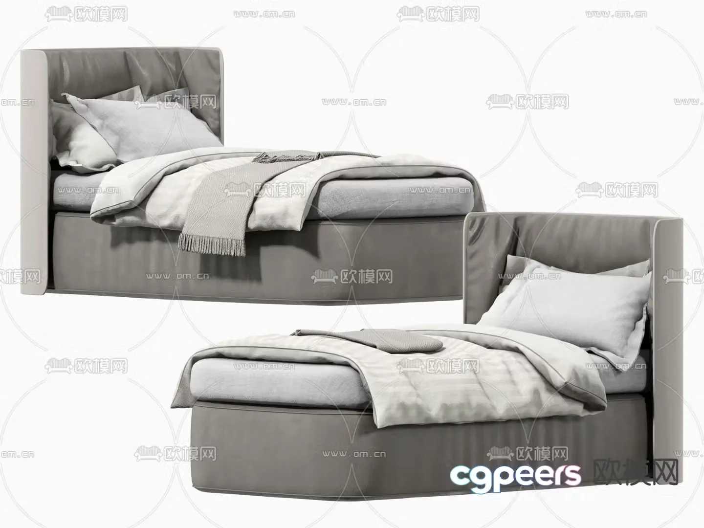 Modern fabric single bed children’s bed 3d model