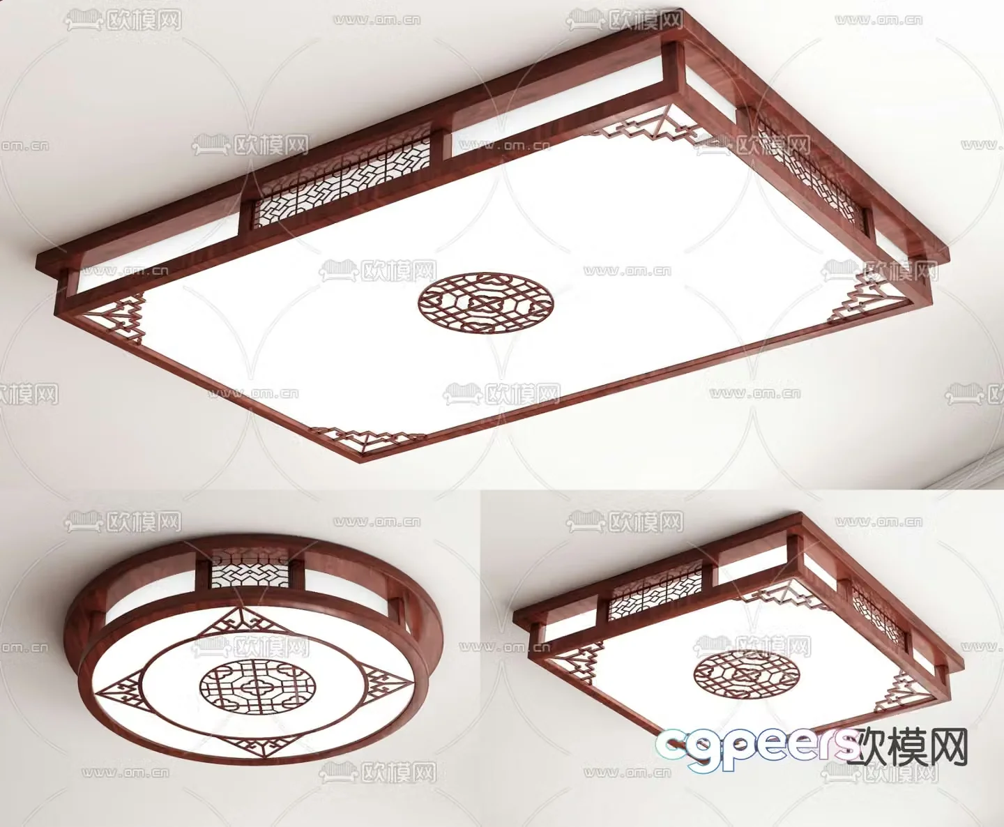 New Chinese style solid wood ceiling lamp 3d model