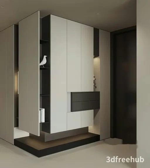 Modern Grey And White Cabinet 3D Model – 19248 – VRAY Render