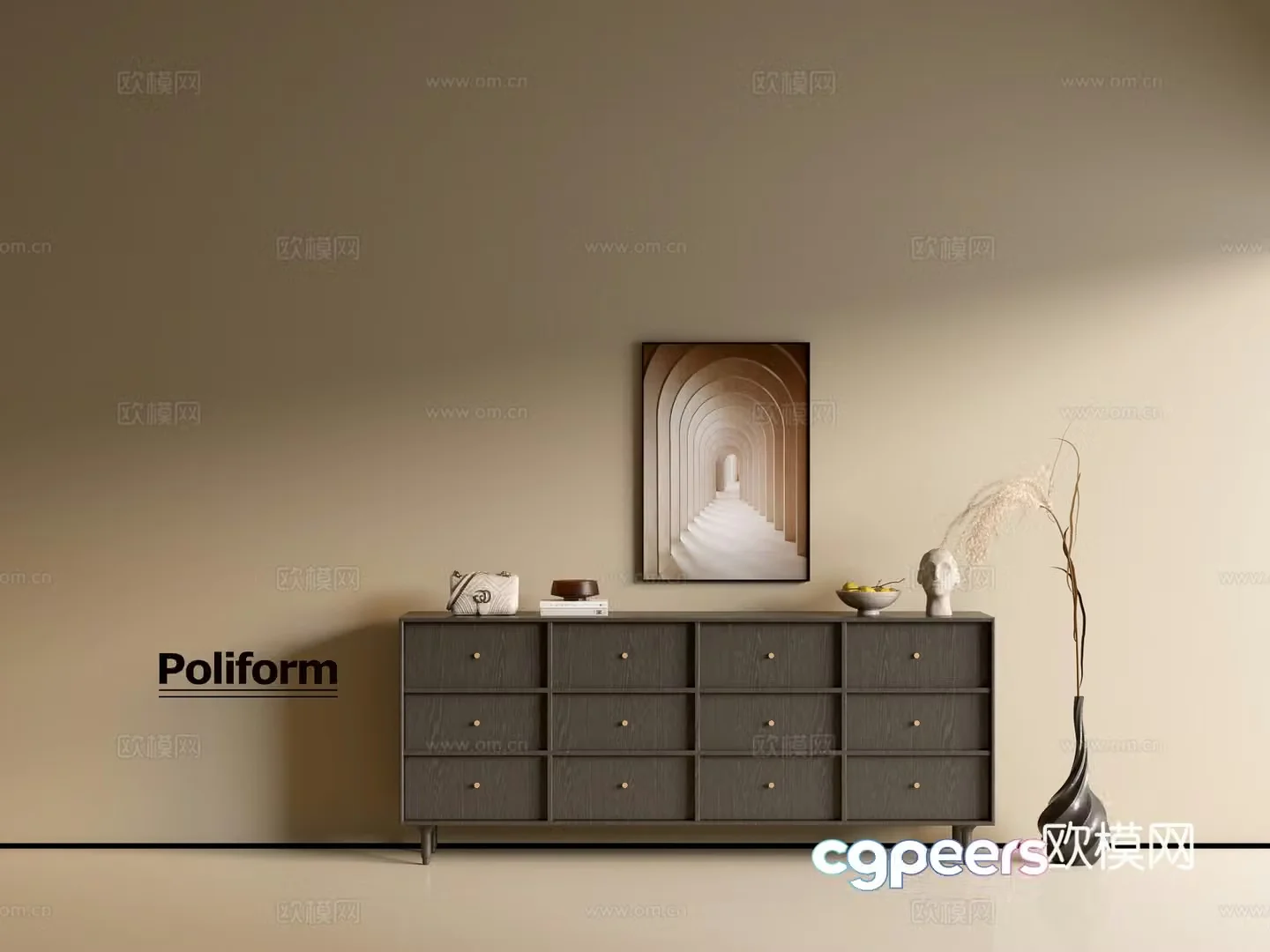 Modern black wood grain cabinet ins wind minimalist wind cabinet whole cabinet sideboard balcony cabinet 3d model
