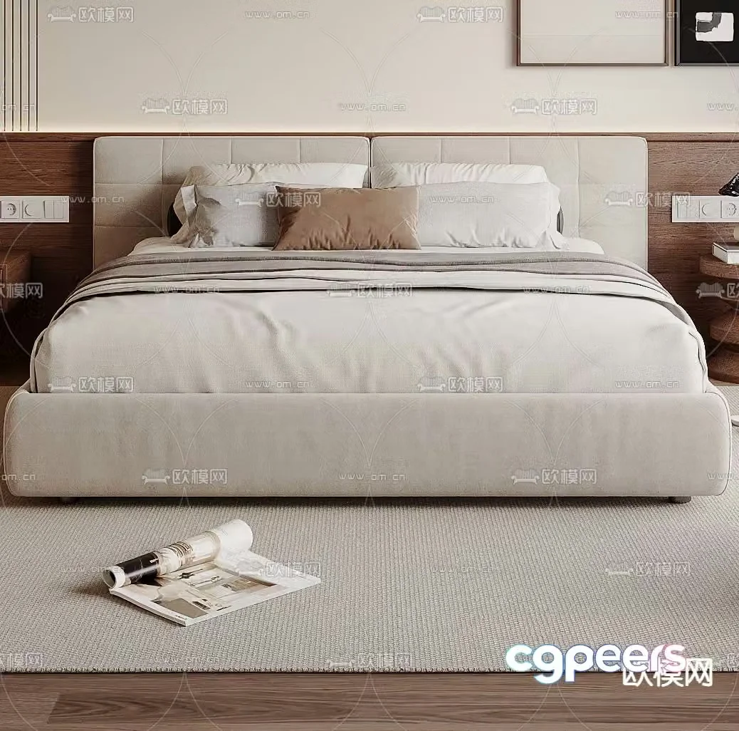 Modern double bed 3d model