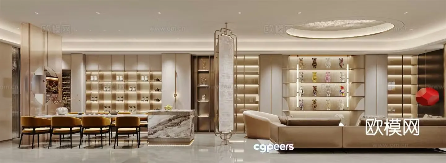 Light luxury stainless steel exhibition hall store 3D model