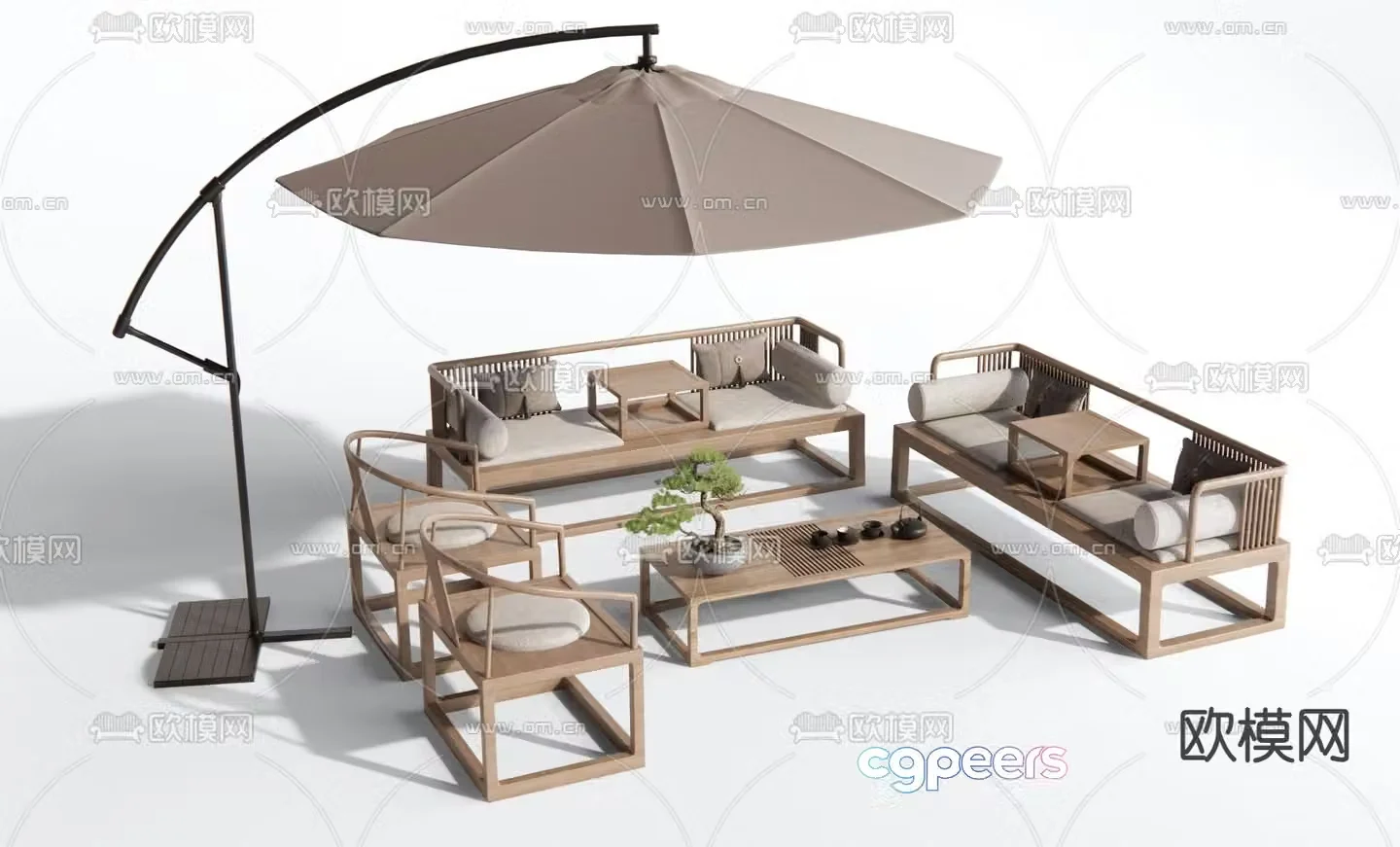 Outdoor sofa courtyard sofa Arhat bed 3d model