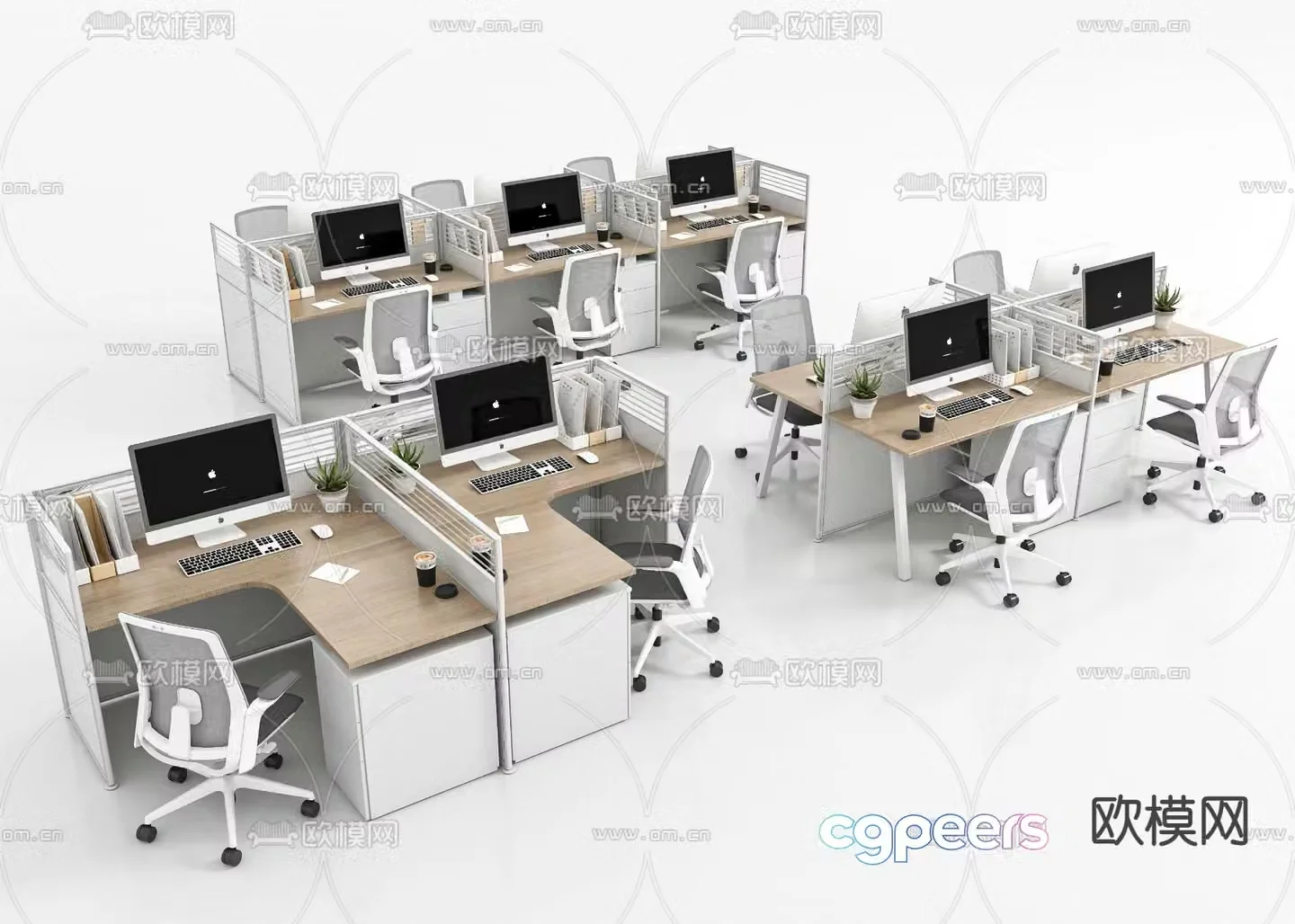 Card space desk work station post 3d model