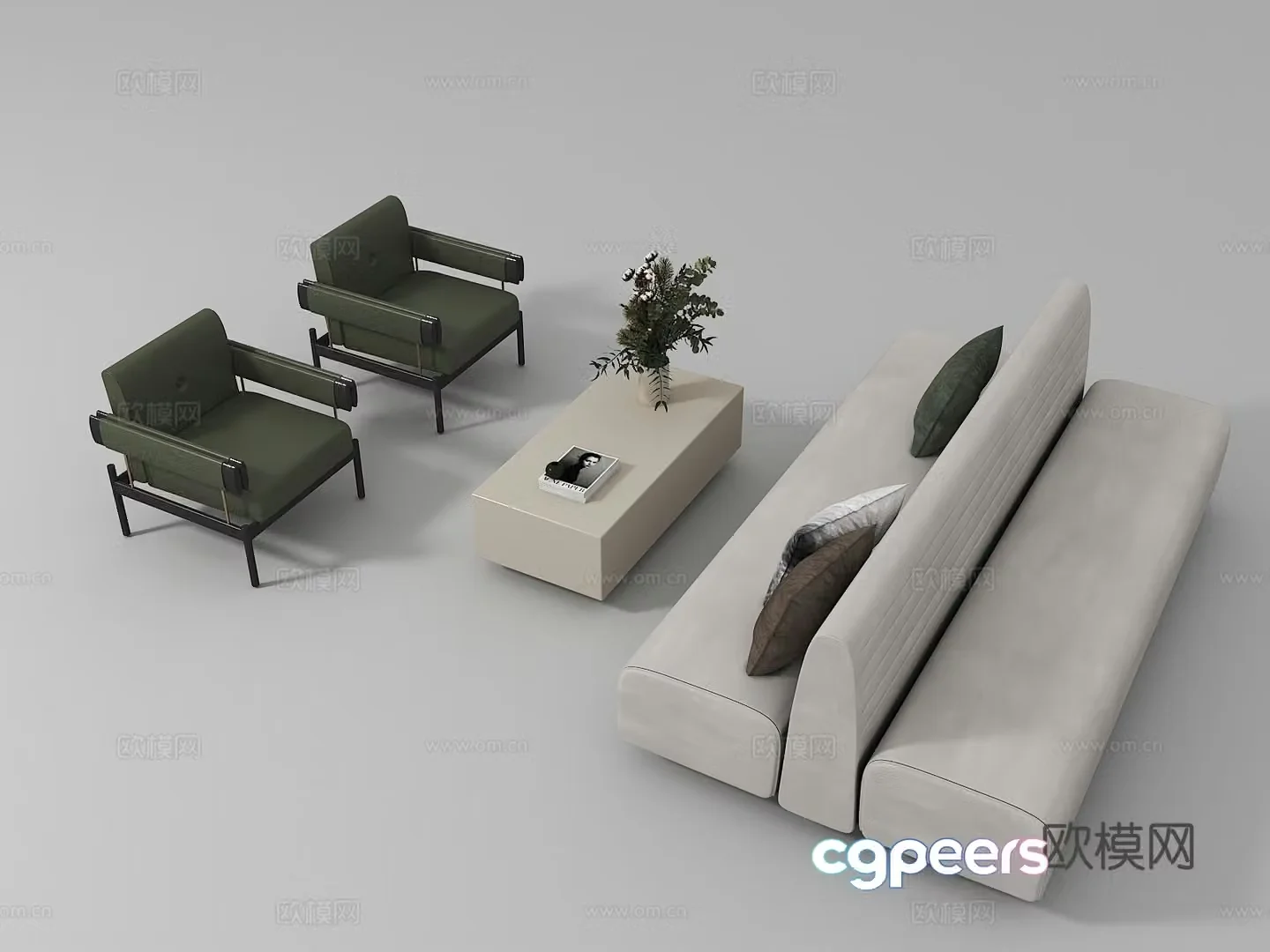 Casual sofa coffee table combination 3D model