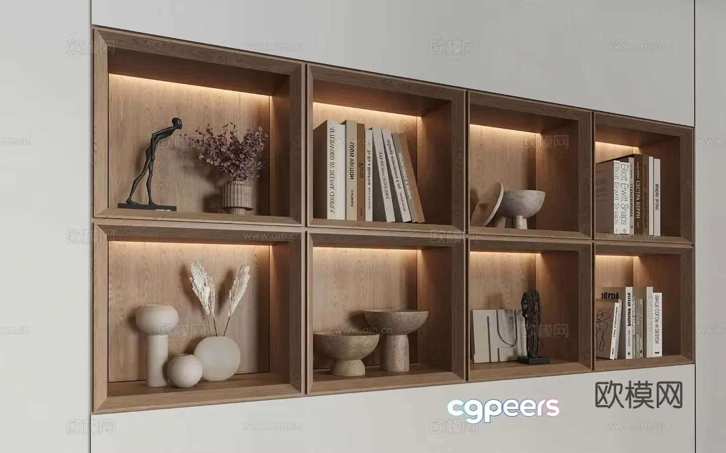 Awasaki bookcase alcove book sculpture ornament 3d model