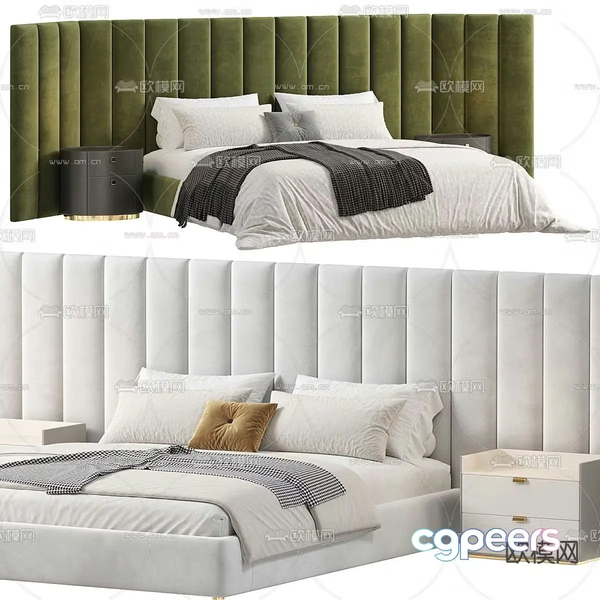 Fabric double bed 3d model