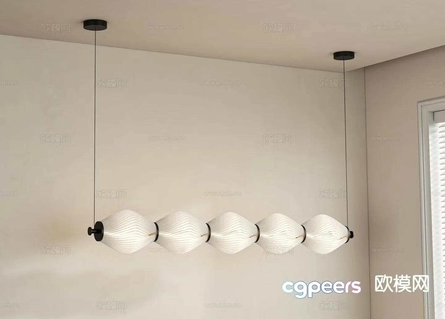Wabi Sabi long chandelier art chandelier 3d model