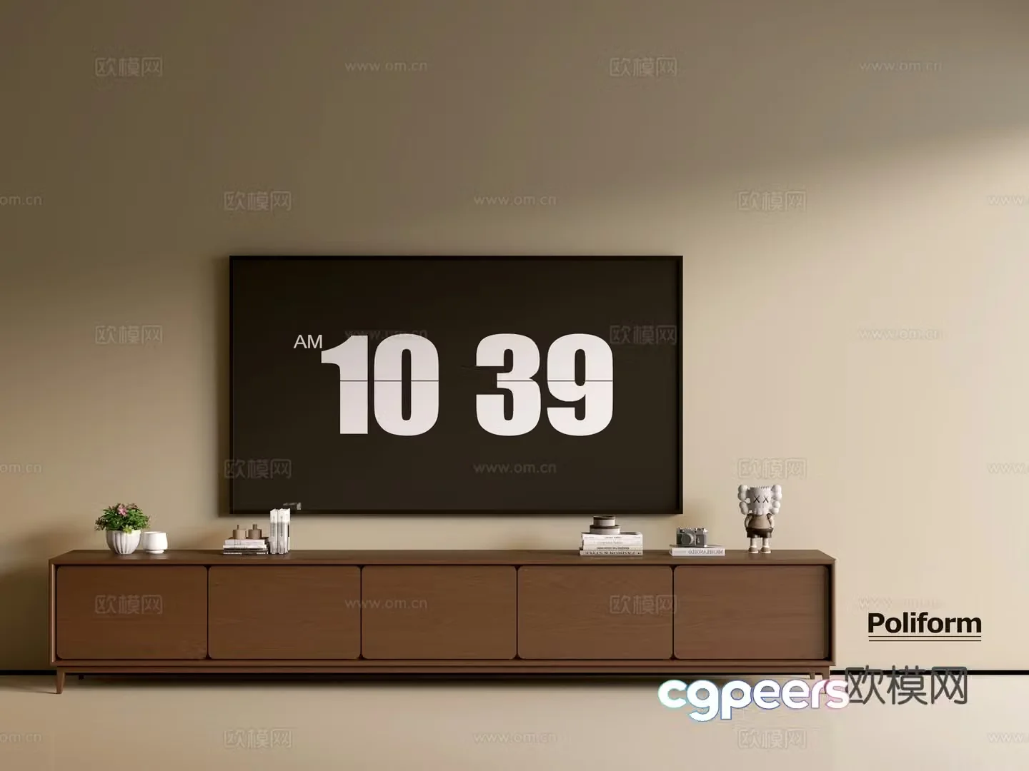 Modern wood grain TV cabinet simple side cabinet chest of drawers low cabinet whole cabinet side cabinet balcony 3D model