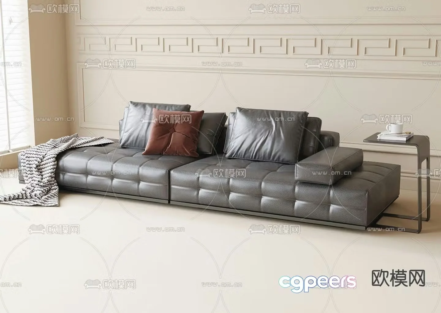 Italian sofa leather sofa 3d model
