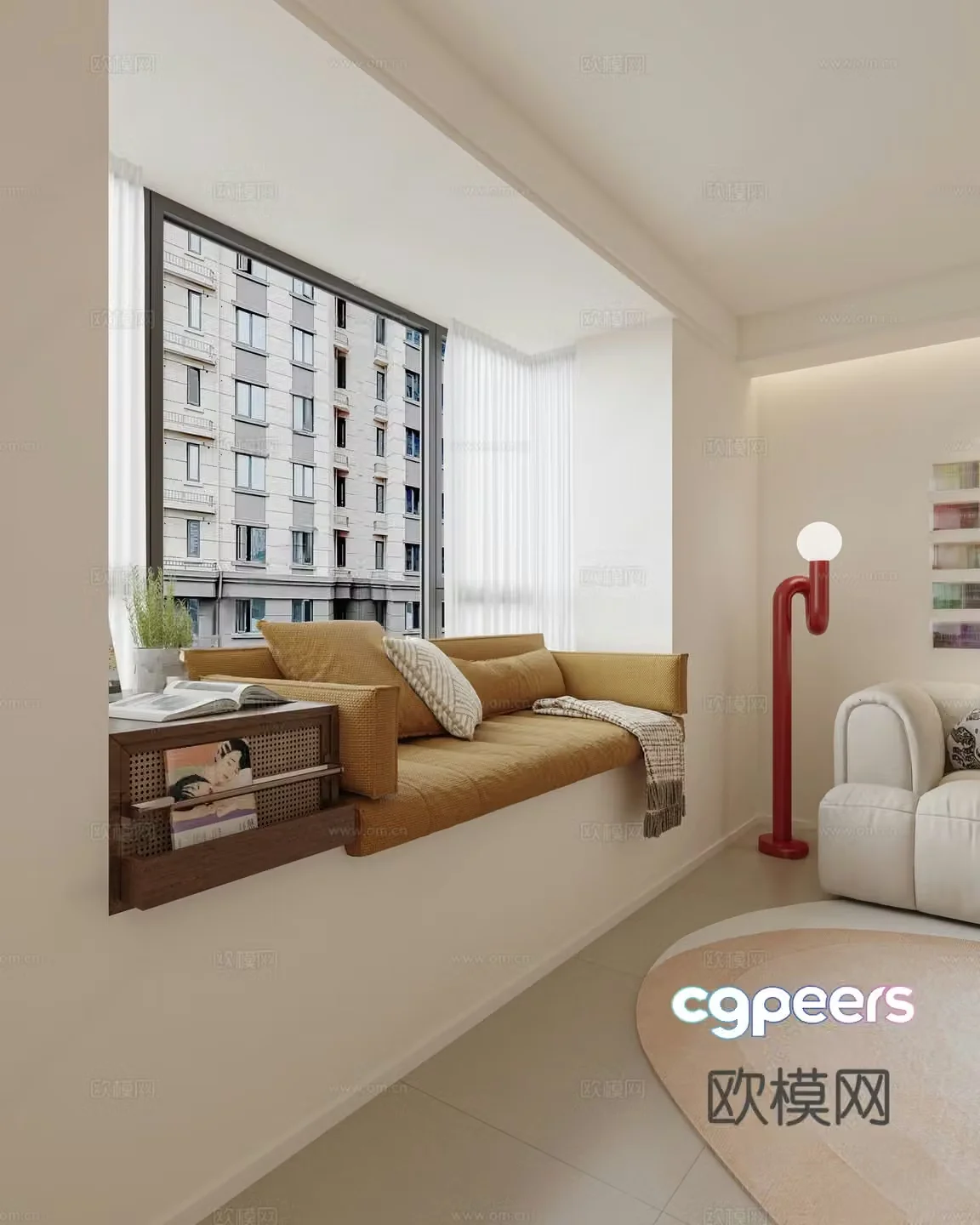 Modern home living room without owner light Memphis 3d model