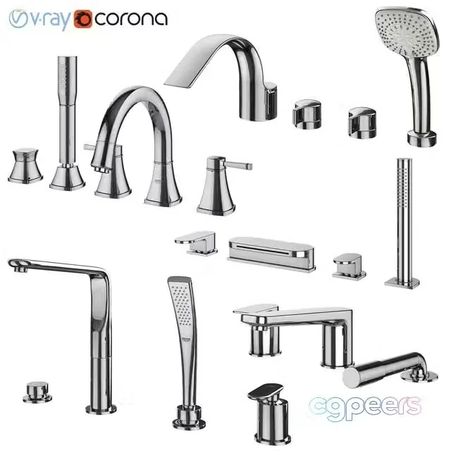 3ds Max Free – Inset Bath Mixers Set 132