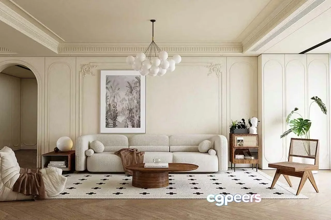 Modern Living Room 3D Model – 6891 – VRAY Render