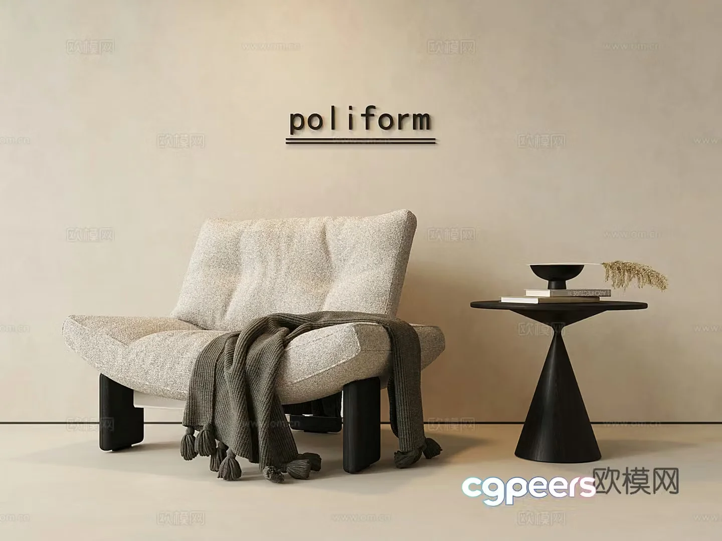 Italian medieval single sofa 3D model