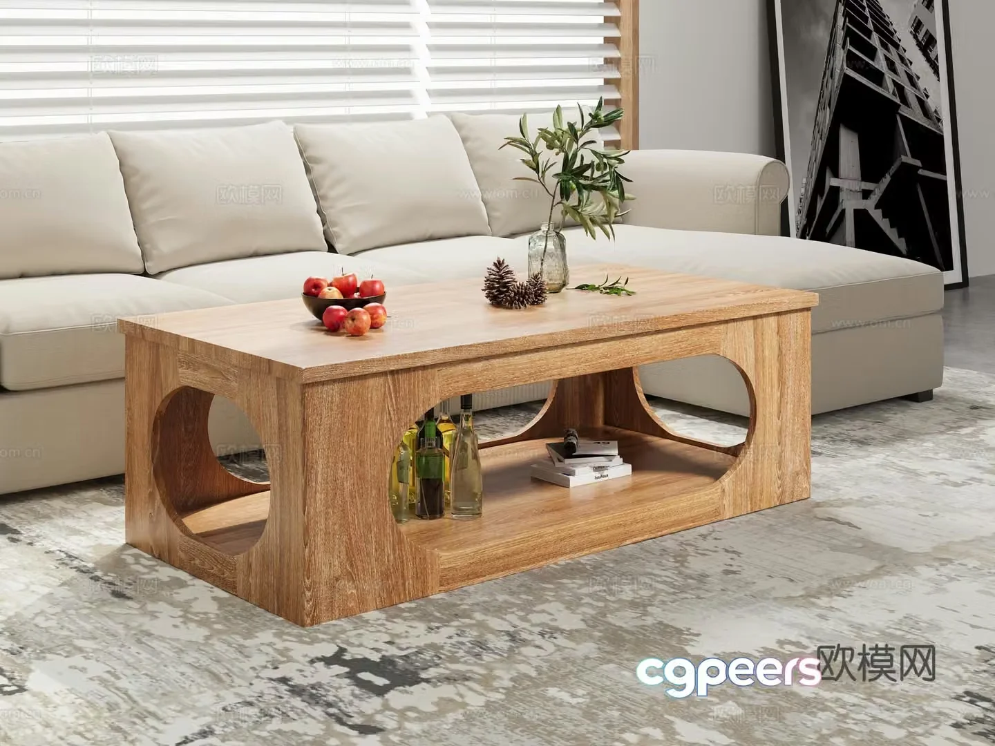 Modern minimalist coffee table rectangular coffee table 3d model