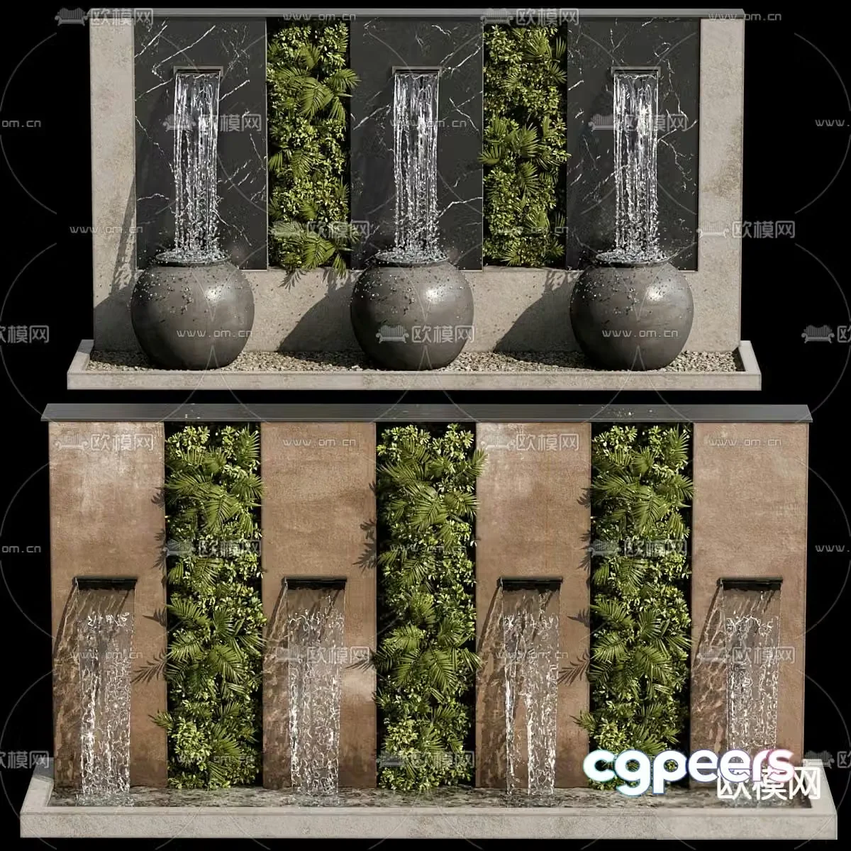 Fountain pool flowing water sketch 3d model
