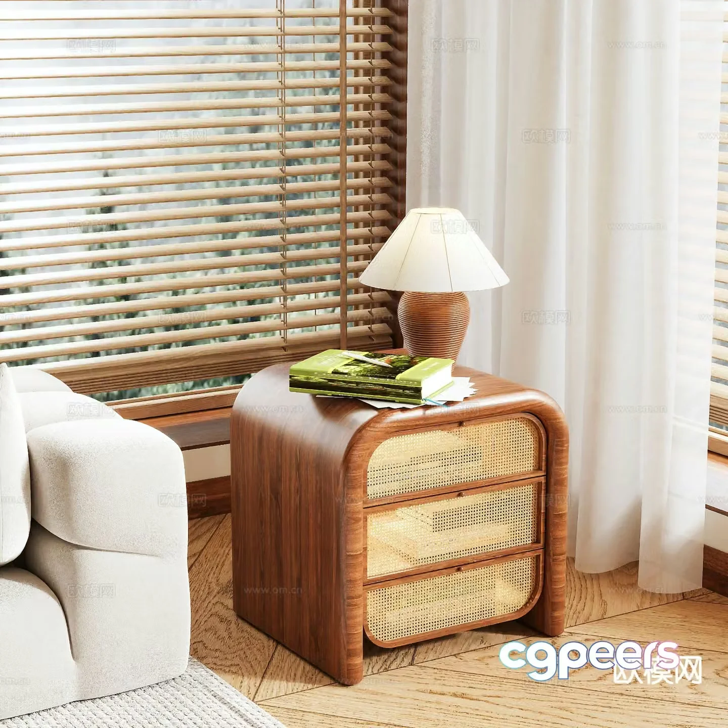 wabi-sabi bedside table 3d model
