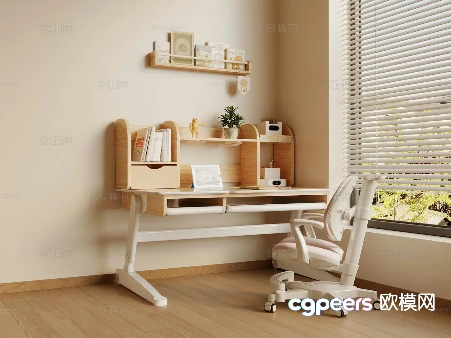 Modern children’s desk and chair children’s computer desk and chair 3d model