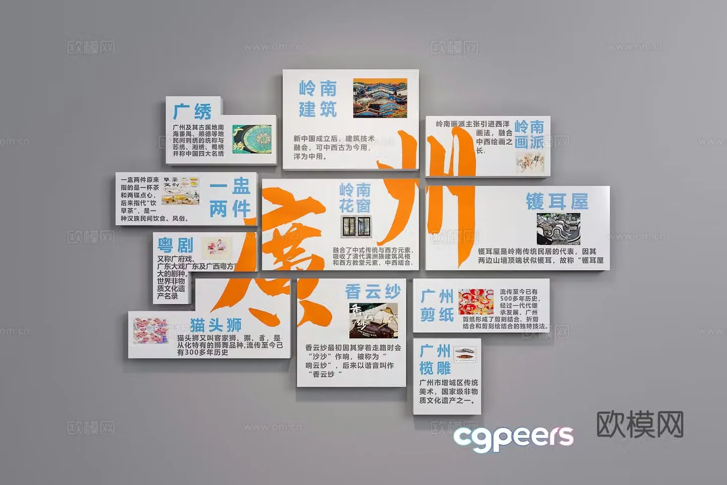 Internet celebrity wall photography check-in wall city famous art combination painting decorative painting 3D model