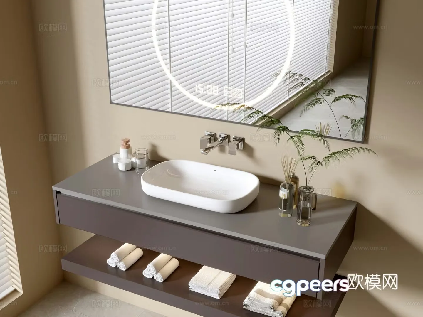 Modern bathroom cabinet bathroom basin bathroom ornaments mirror cabinet sink 3d model