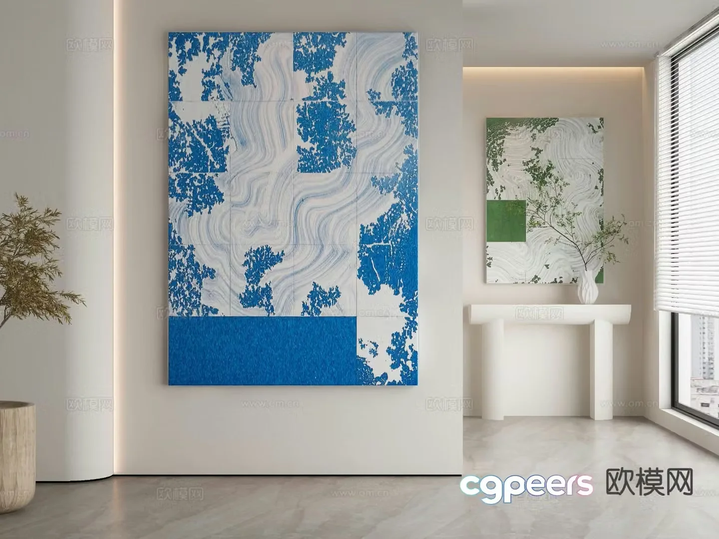 Modern decorative painting blue painting puzzle painting 3d model