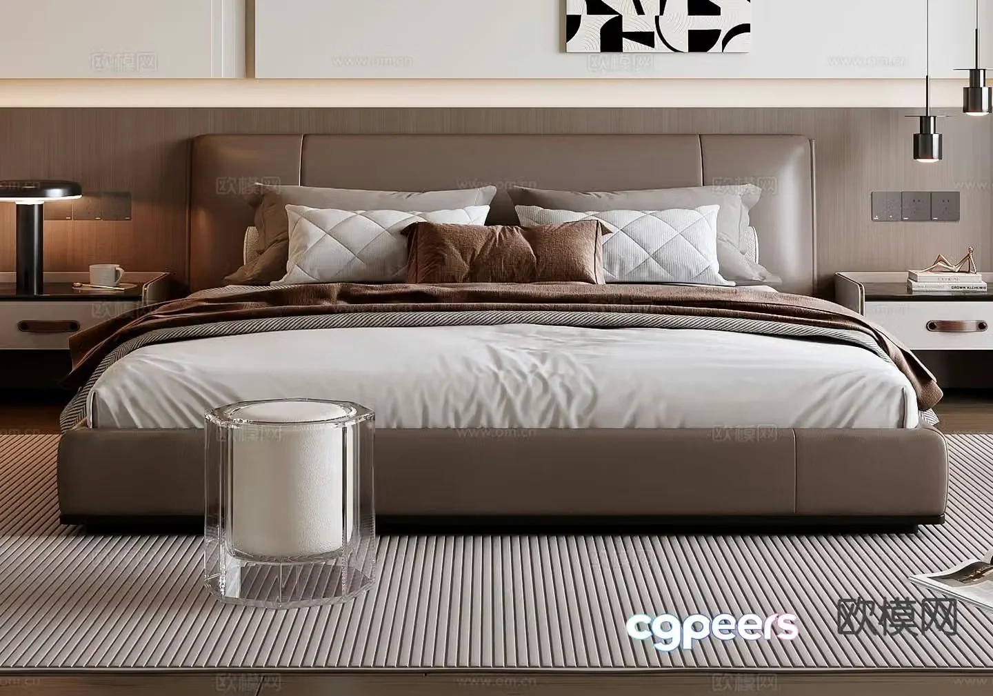 Italian double bed 3d model