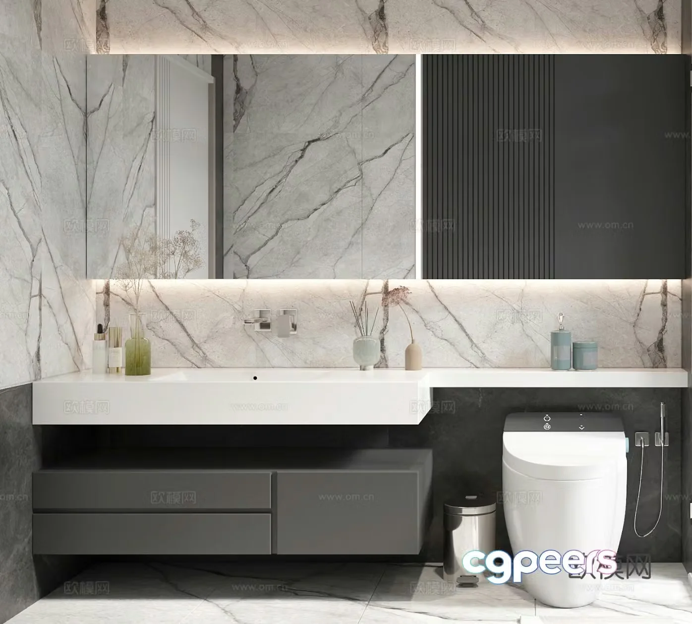 Minimalist bathroom cabinet 3D model