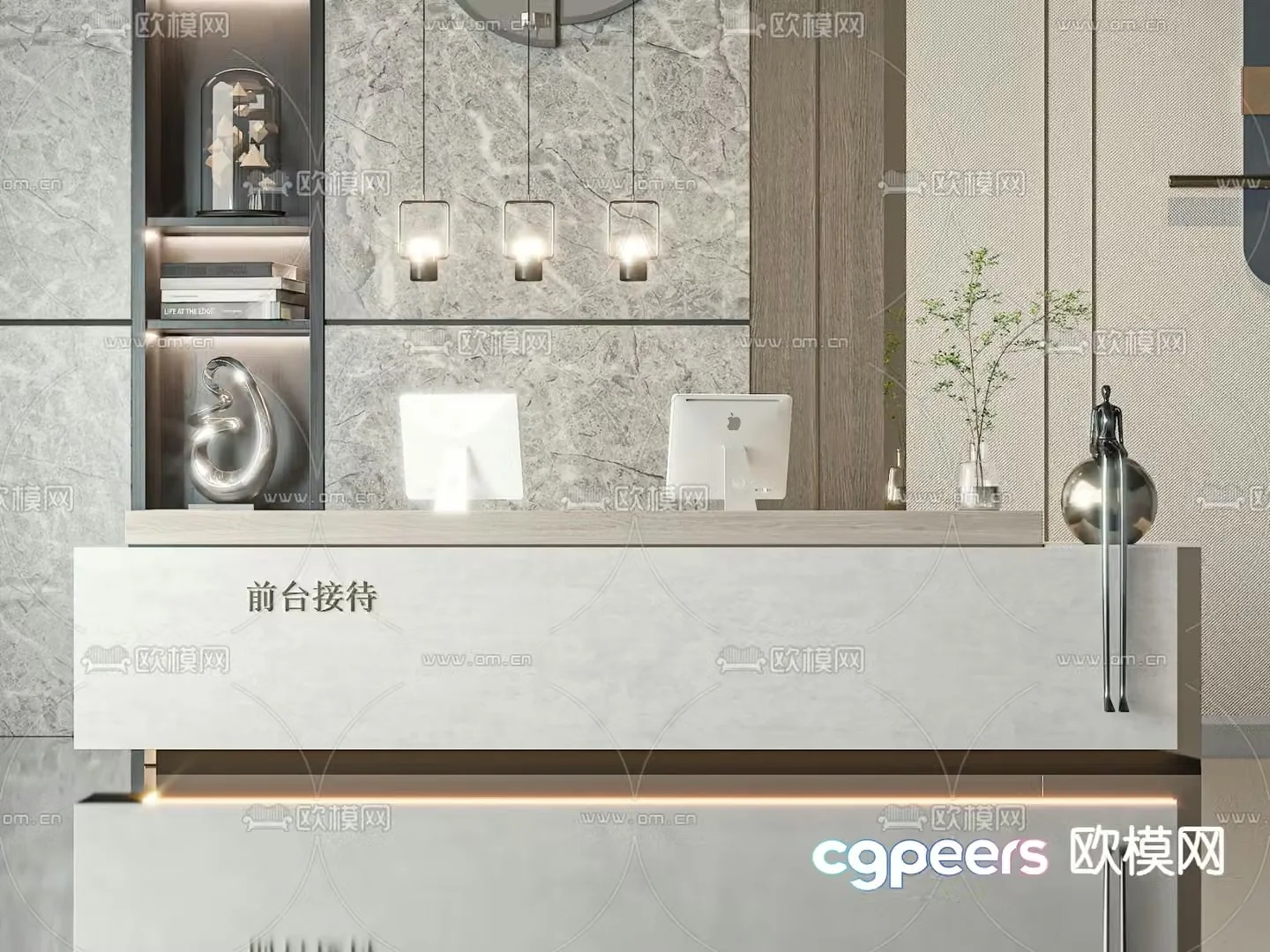 Front desk reception desk 3d model