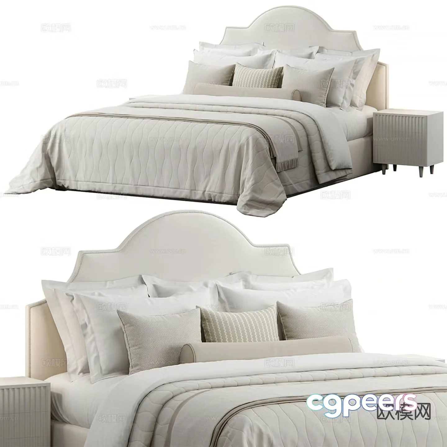 Simple European double bed 3d model