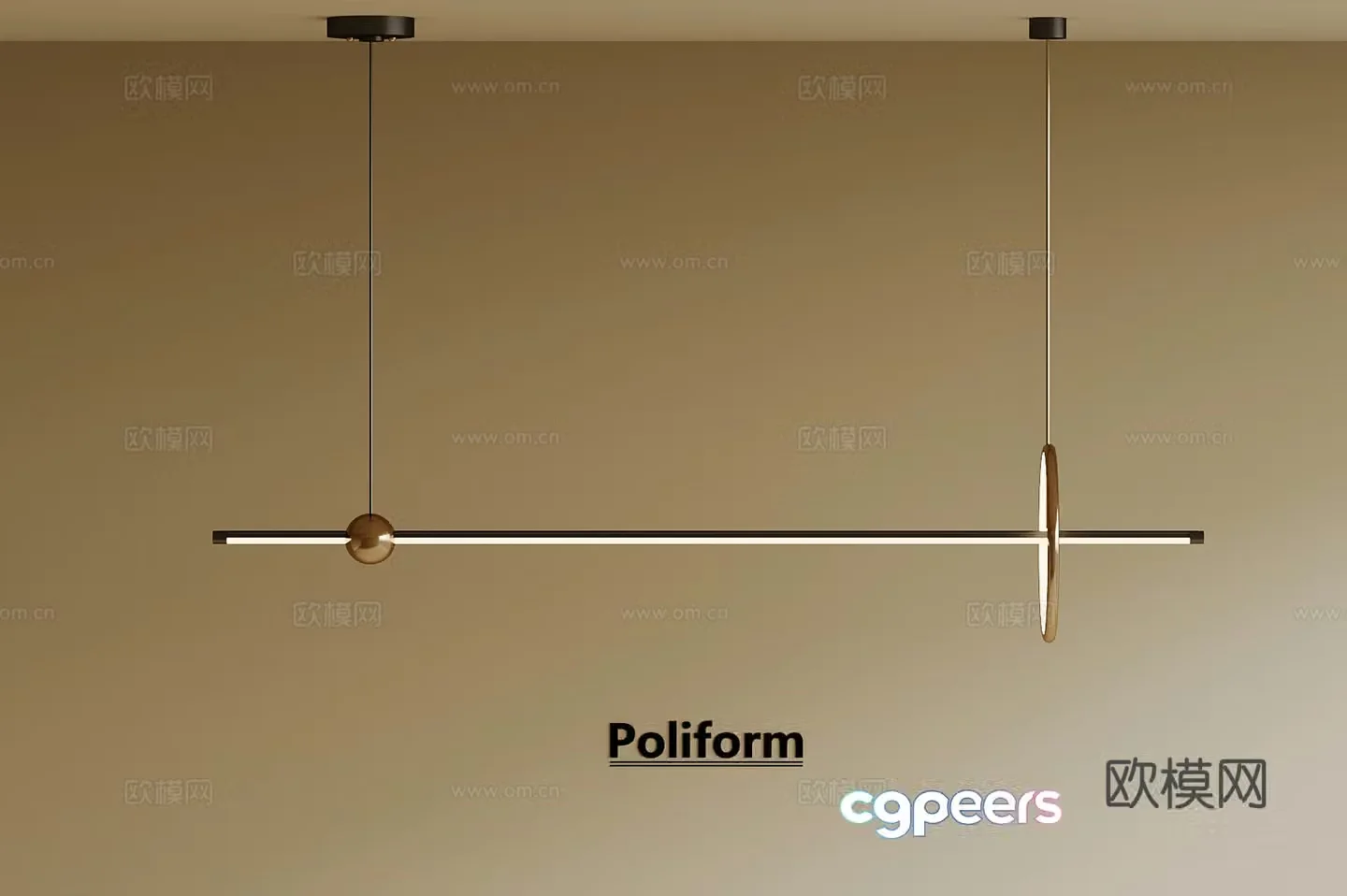 05 Modern Chandelier Long Chandelier 3D Model