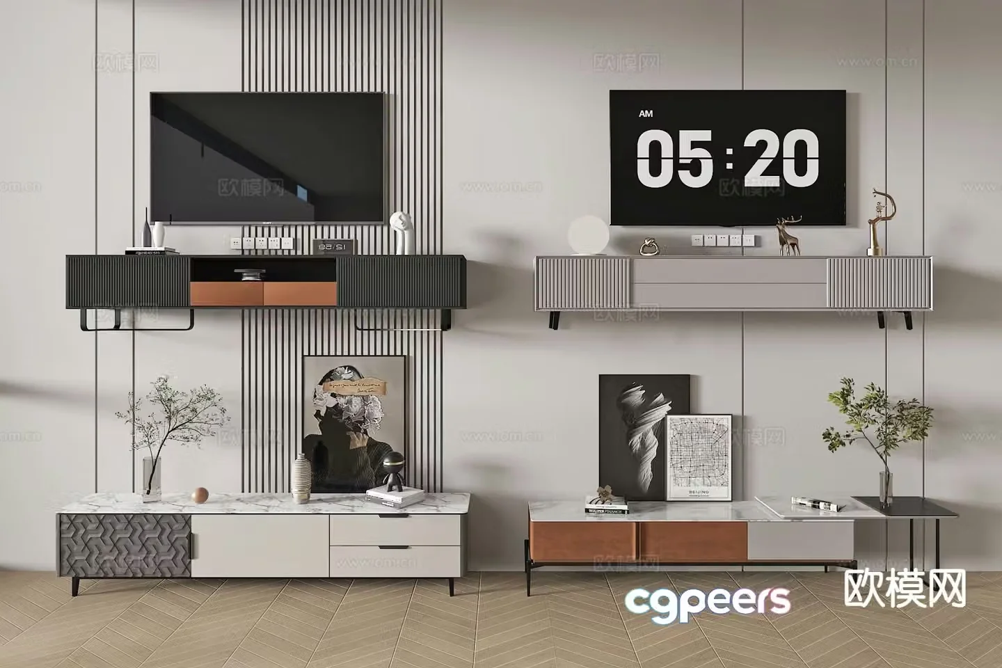 Modern TV cabinet base cabinet side cabinet 3d model