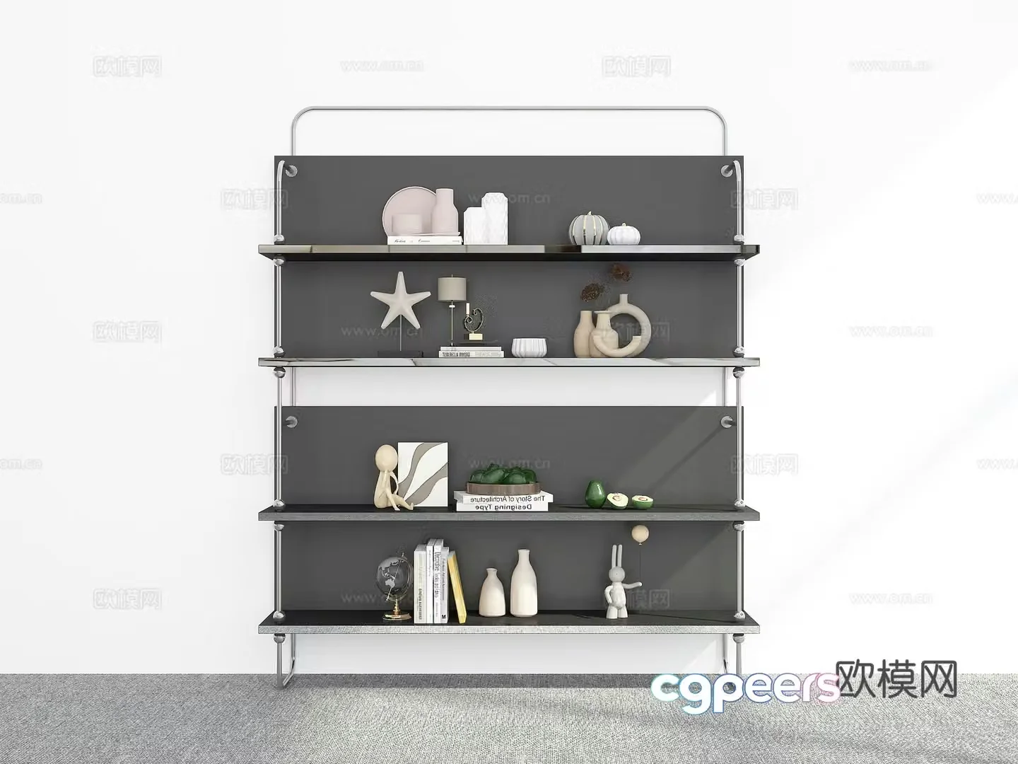 Modern bookshelf shelf 3d model