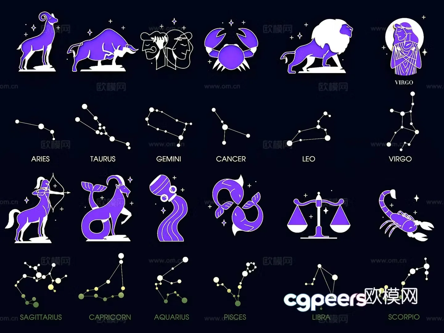 Constellation galaxy starry sky star pound vector symbol connection wall decoration twelve constellations star straight line 3D model