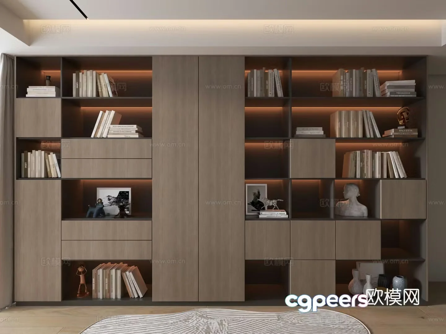 Italian bookcase integrated cabinet 3D model