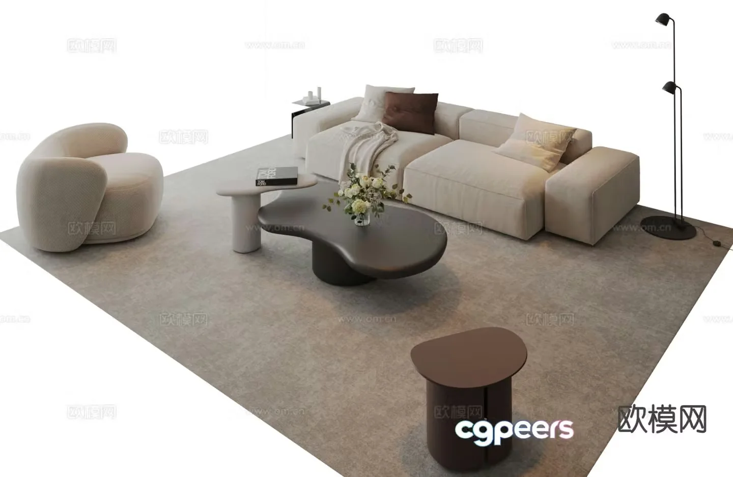 Italian sectional sofa 3d model
