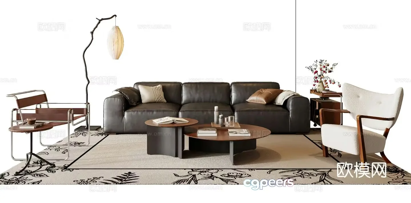 Medieval style sofa coffee table modular sofa 3d model