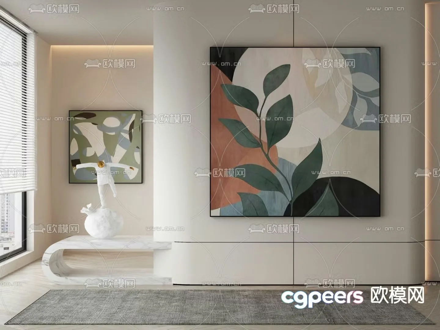 Modern decorative painting Plant abstract painting 3d model