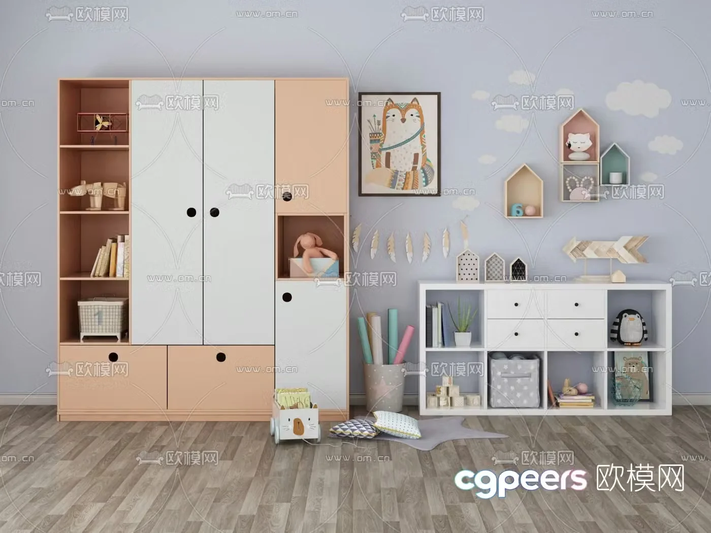 Modern multifunctional children’s cabinet 3d model