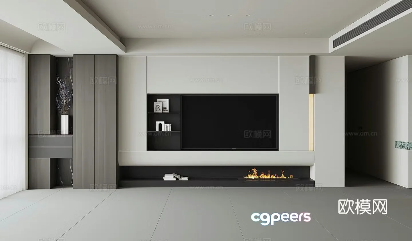 Modern TV background wall 3d model